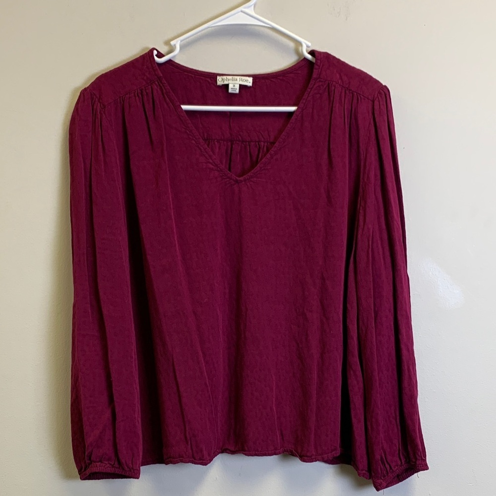 Chic V-Neck Plum Blouse
